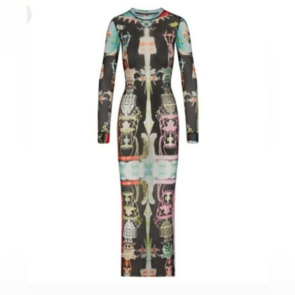 SKIMS Dresses & Skirts - Skims summer mesh long sleeve dress orchid cabinet